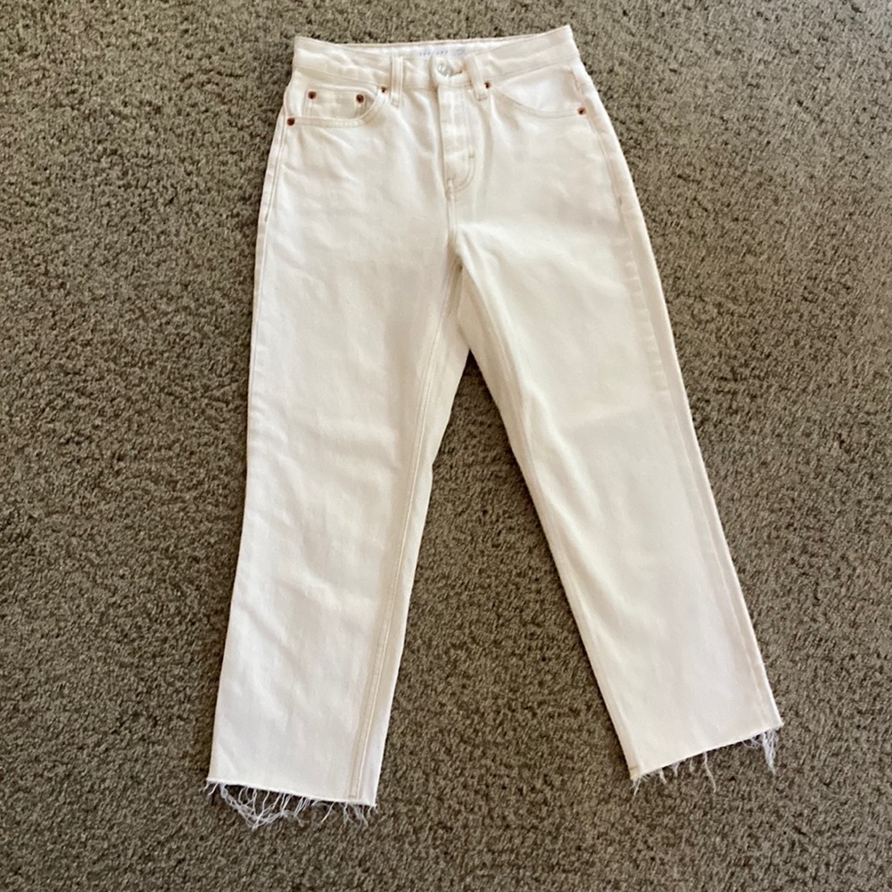 Topshop PETITE straight leg off white denim W25 L28